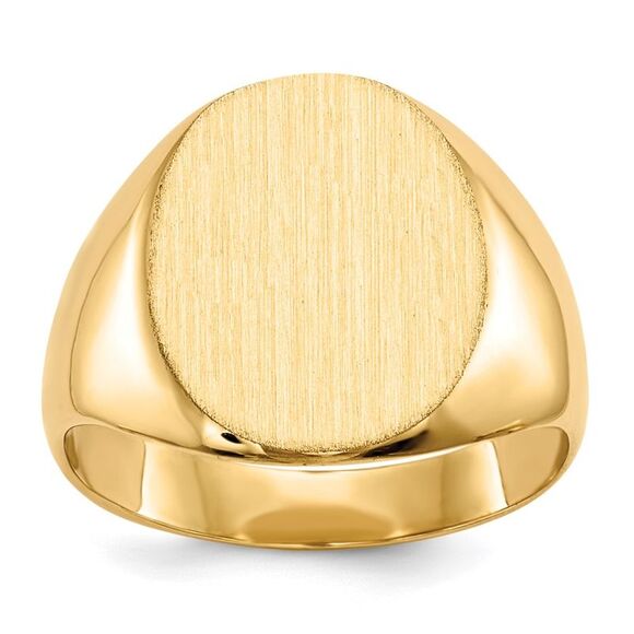 Kazi Luxury 14k Yellow Gold 13 x12mm Closed Back Signet Ring